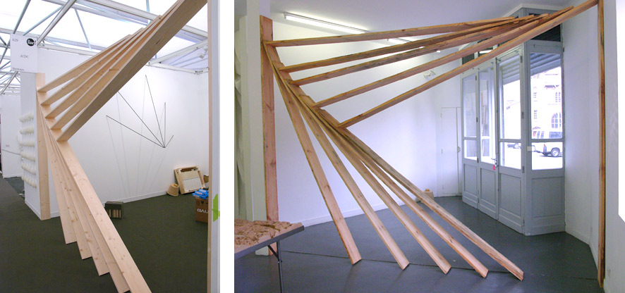 LFAV - 2009 - wood - 400 x 300 x 25 cm - view at the galerieAcdc and the Fiac 09 - other works by Emilie Perotto and Sebastien Vonier