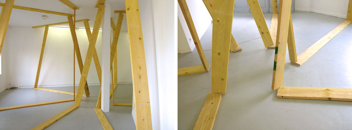 Intersection avec le modele - 2010 - lumber (spruce) - 840 x 880 x 340 cm - GalerieAcdc Bordeaux  Marlène Bréard 