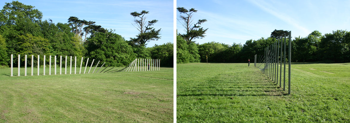 Right Here Right Now - 2009 - wood, concrete, iron - 32 x 2,5 x 2,5 m - exhibition 777 - Chateau de Kerpaul - Loctudy